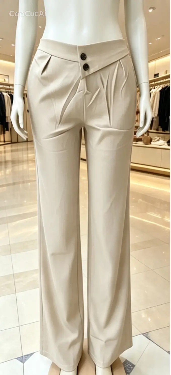 ELEGANT HIGH-WAISTED WIDE-LAW TROUSERS