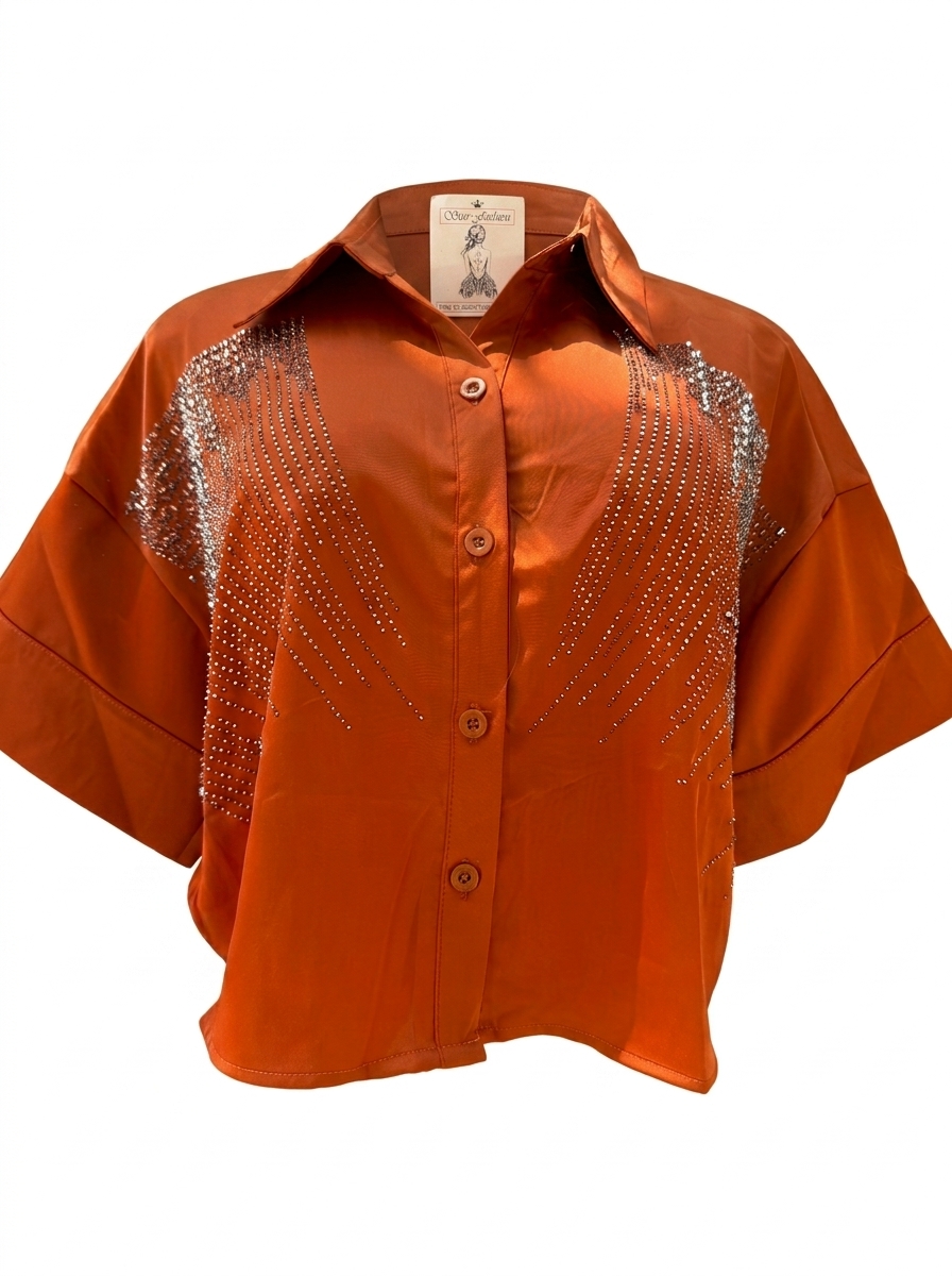 Glamour Beaded Satin Blouse